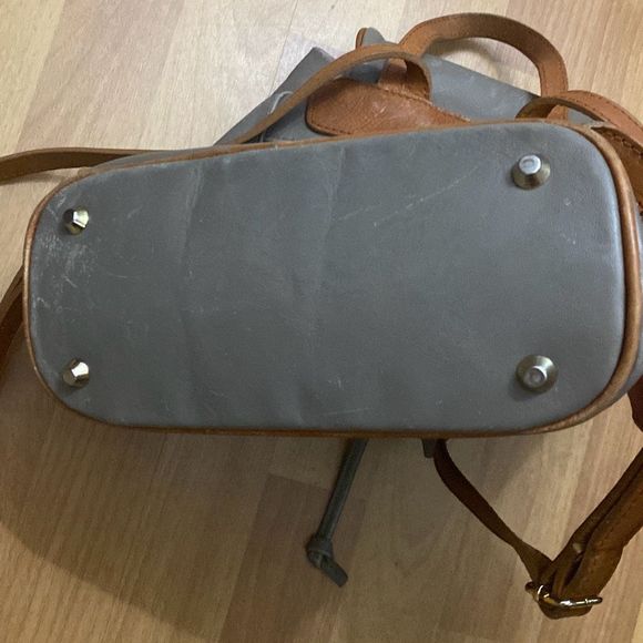 Valentina Taupe Gray Leather Backpack with Brown Leather Trim Made in Italy main image 6